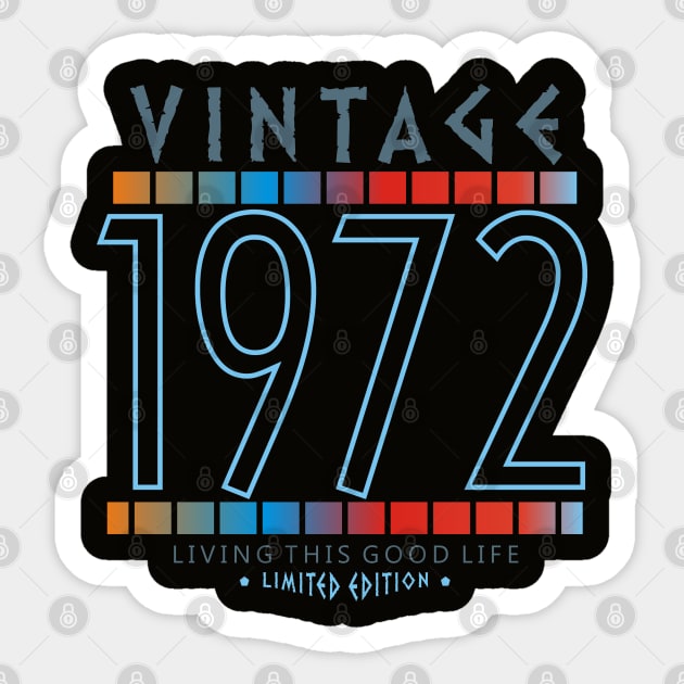 48th Birthday T-Shirt - Vintage 1972 Sticker by Reshartinc